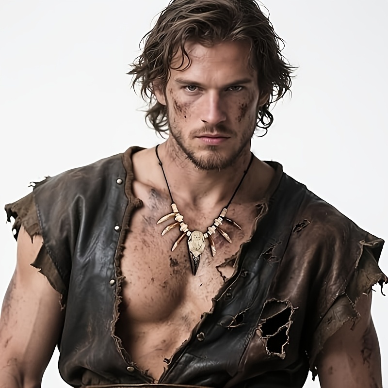 Viking Raven Skull Necklace — Barbarian Cosplay Accessory